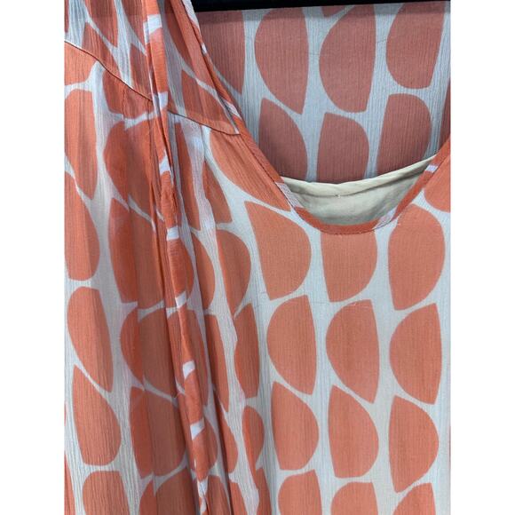 Diane Von Furstenburg Women’s sz 4 Coral and Navy Geometric Flowy Shift Dress - Picture 5 of 10